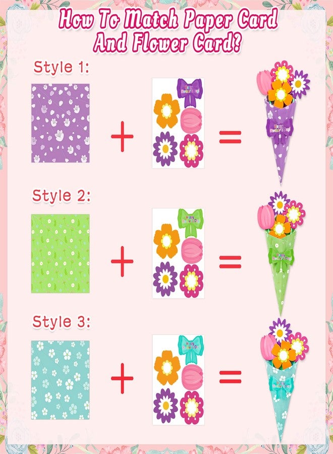 80UncleKimby 30PCS Mothers Day Crafts for Kids Flower Bouquet Kit DIY Teacher Appreciation Week Thankful Gift School Classroom Activities(Green Blue Purple Paper) - Image 4